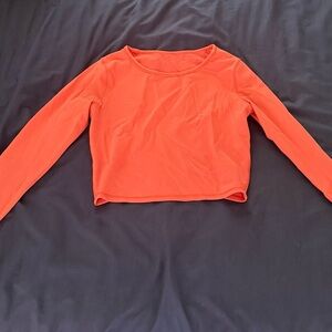 Lululemon Athletica Orange Long Sleeve Fitted Crop Top